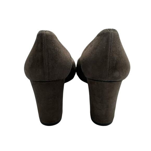L.K. Bennett Sersha Brown Suede Leather Round Toe Block Heel Pumps Slip On - Picture 6 of 10